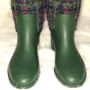 Green rain boots